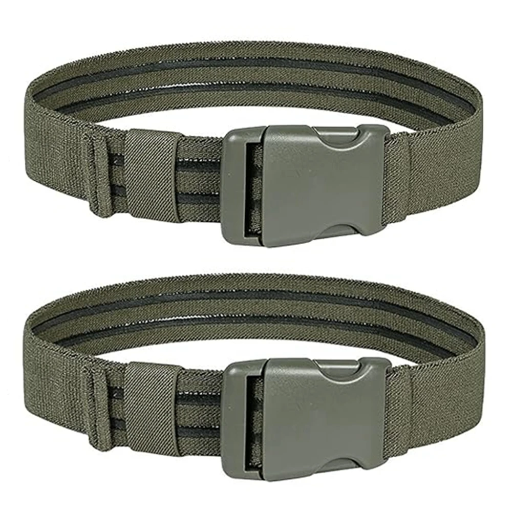 2pcs Green Tactical Leg Strap Thigh Belt for Holster Knife Elastic Thigh Strap Outdoors EDC Leg Hanger with Quick-Release Buckle