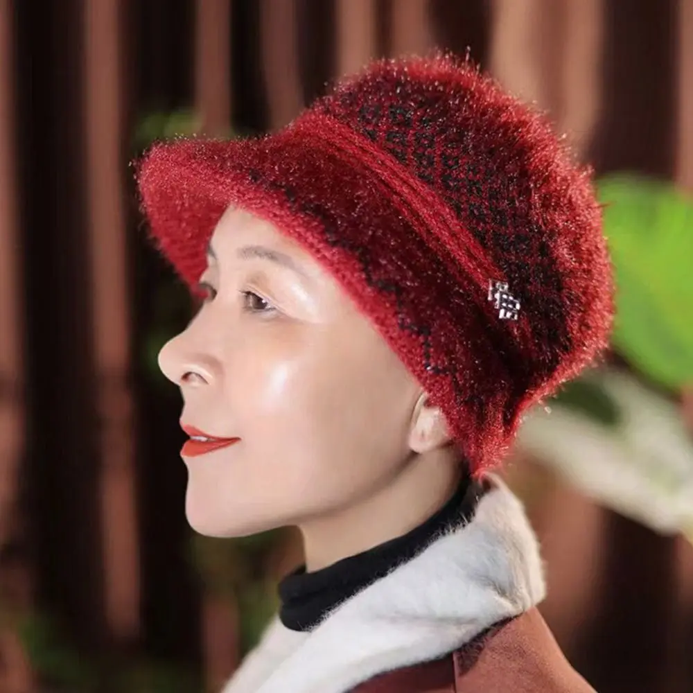 Gorro de punto de felpa suave informal, gorros gruesos para mantener el calor, gorro de ala corta a prueba de viento para Otoño e Invierno