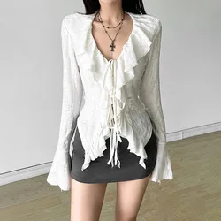 New Women's Solid Color Sexy Long Sleeved V-neck Knitted Fringe Jacket