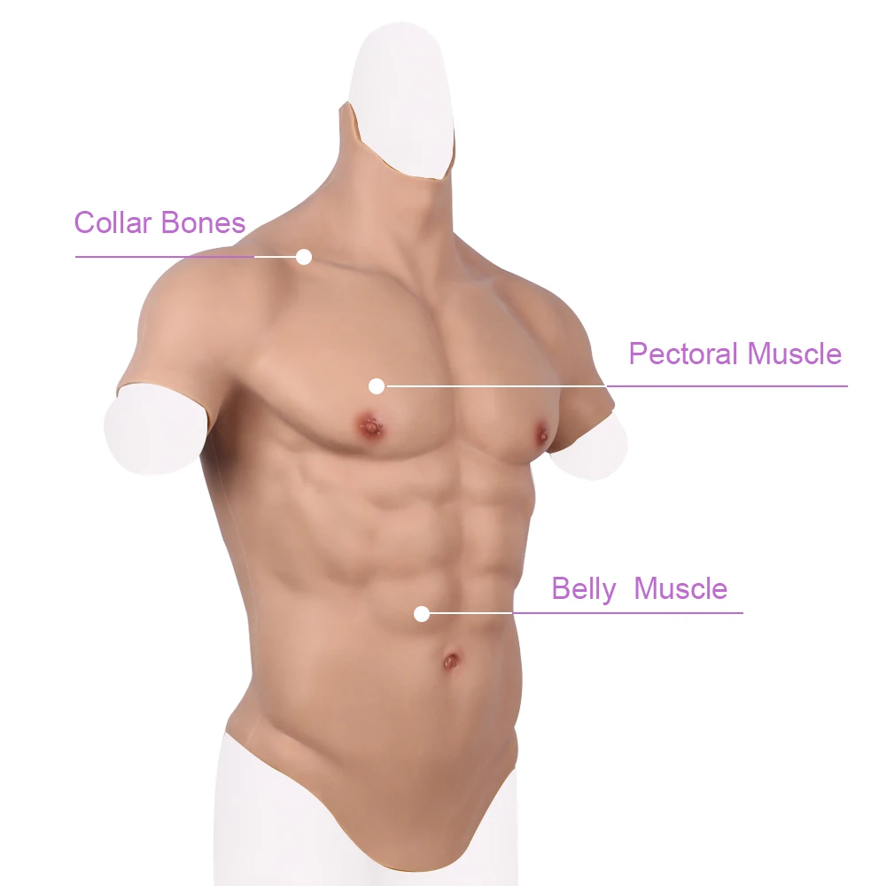 KnowU Cosplay Male Suit Fake Belly Muscle Men\'s Chest Crossdresser Macho Realistic Silicone Muscle Artificial Simulation