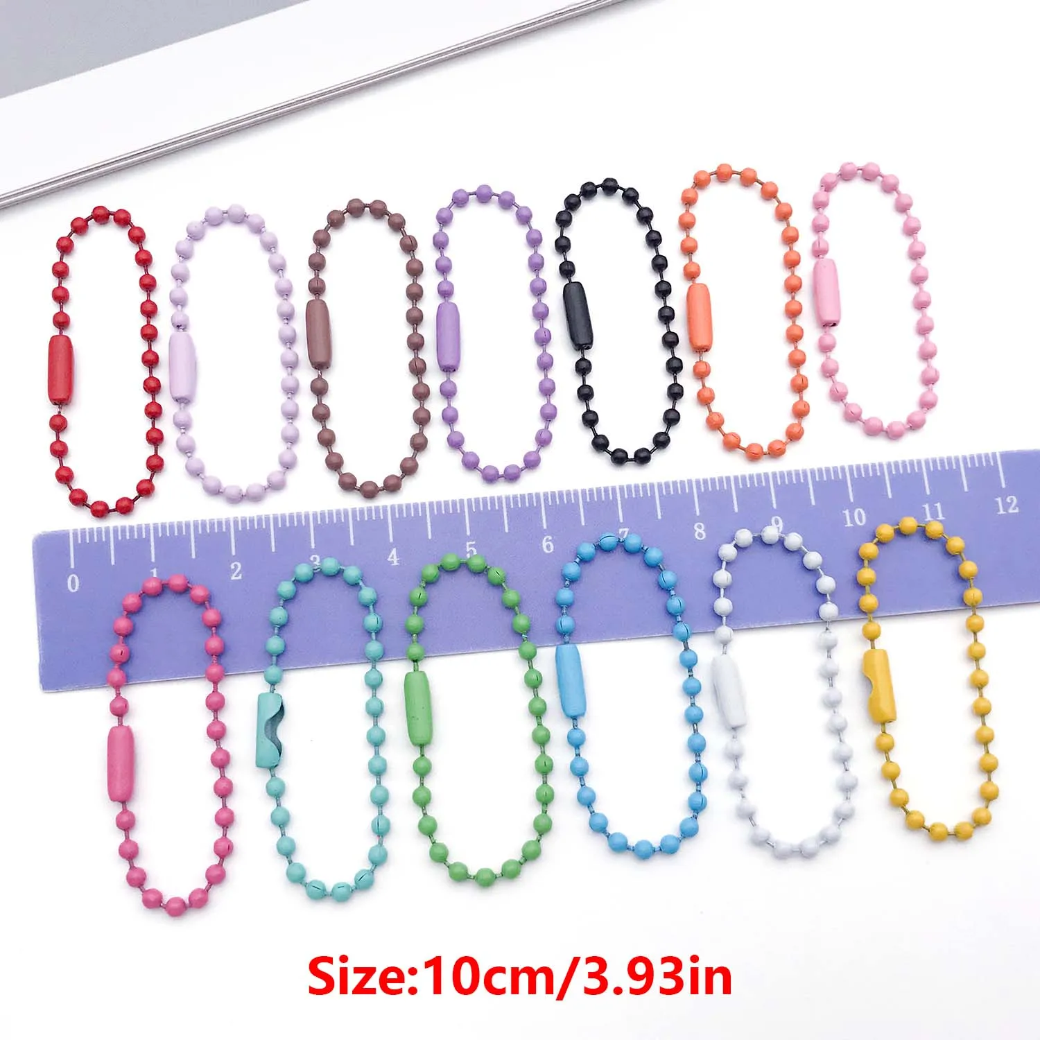 50pcs 10cm Colorful Ball Bead Chains Fits Key Chain/Label Hand Tag Connector For DIY Bracelet Jewelry Making Accessorise