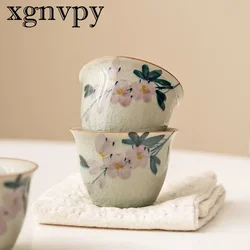 xgnvpy Borneol Glaze Pure Hand-painted Magnolia Kung Fu Tea Set Single Ceramic Household Tea Cup Sample turkish tea cups