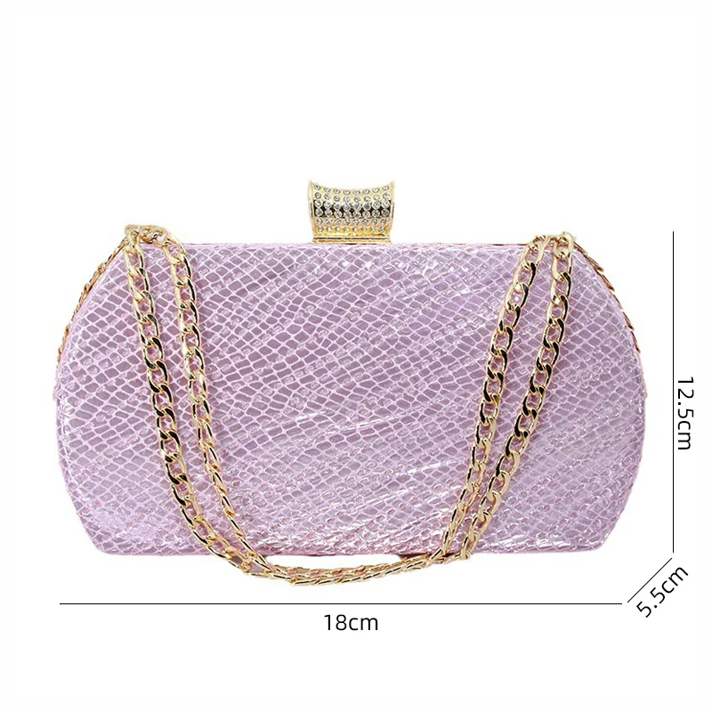 Luxury Chain Evening Clutch Bag Lady Elegant Wedding Bags New Women Purple Purse Handbags Party Dinner Dress Shoulder Bag XA33ZD