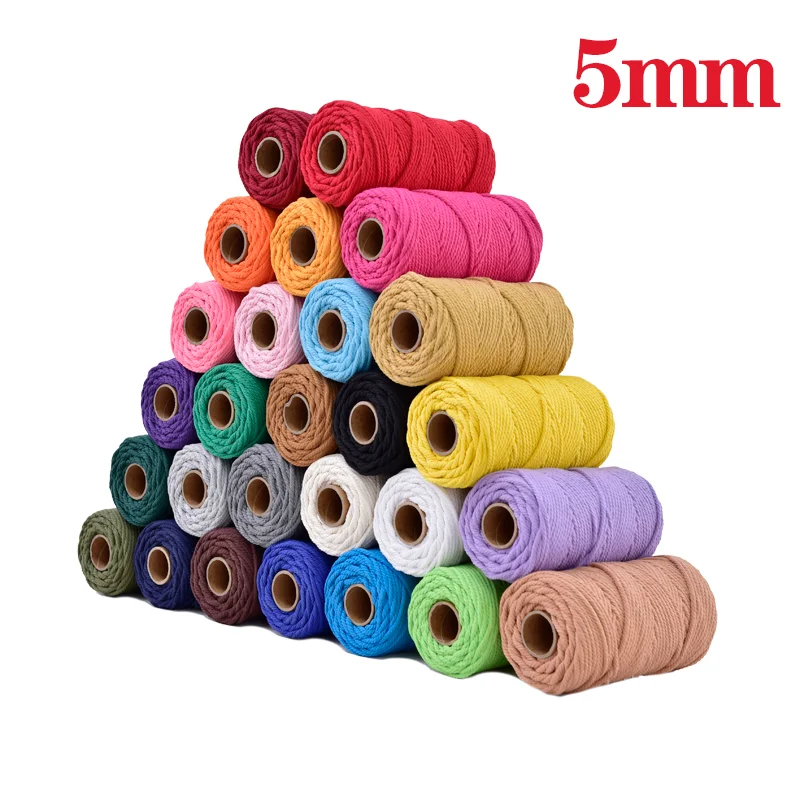 5yards x 5mm macramé Cotton Cord Rope Colored Thread Yarn for Macrame Materials and Tools DIY Crafts Party Home Decoration