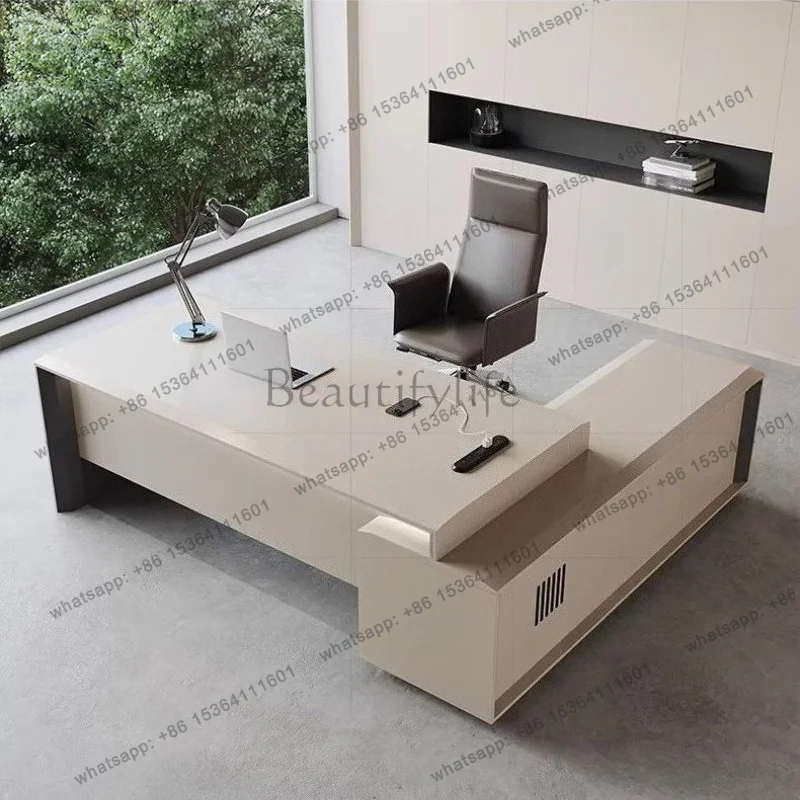LX Modern minimalist L shaped boss  bureaux office table pliante study Computer  Room desks bookshelf