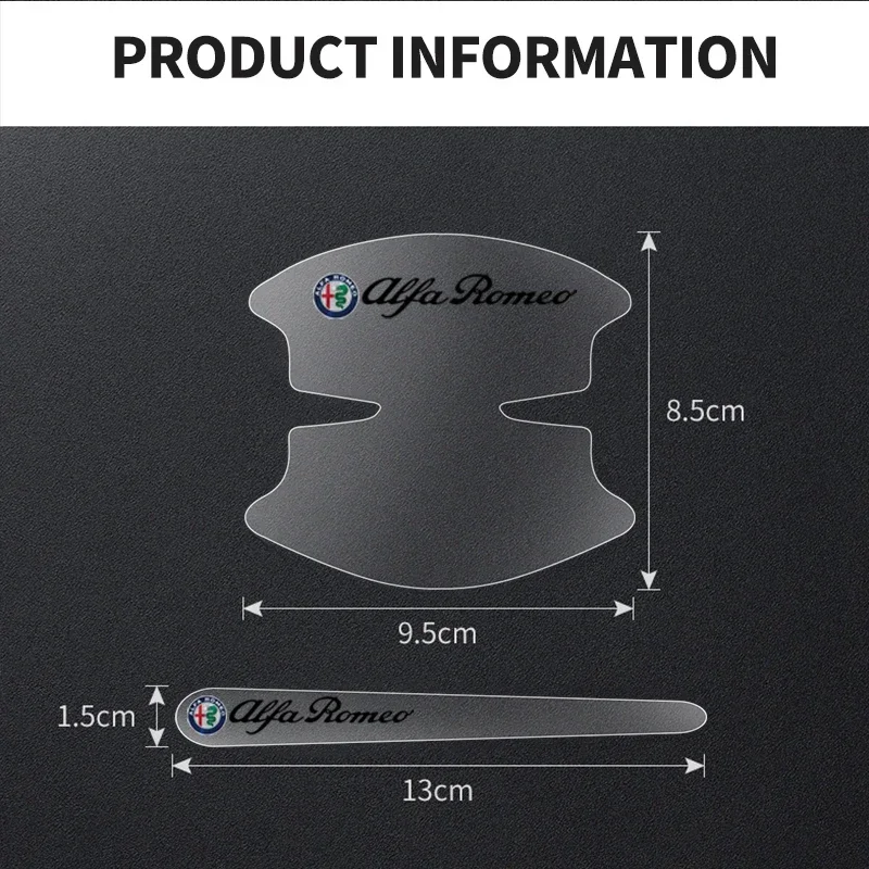 8Pcs Transparent Car Door Handle Bowl Decoration Badge Sticker For Alfa Romeo Stelvio Giulia 159 Giulietta Auto Accessories