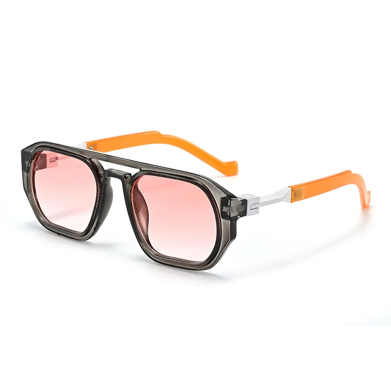 

Ins New Retro Polygonal Square Double Bridge Women Sunglasses Y2K Fashion Transparent Gradient Lenses Men Popular Frame UV400