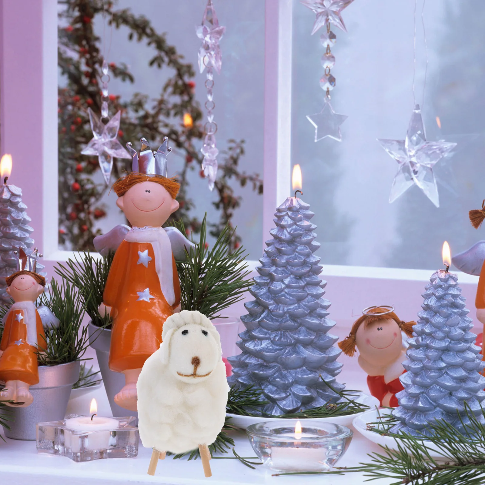 

Creative Wool Felt Sheep Mini Christmas Decoration Desktop Ornament for Festive Home Decor Felt Sheep Figurines