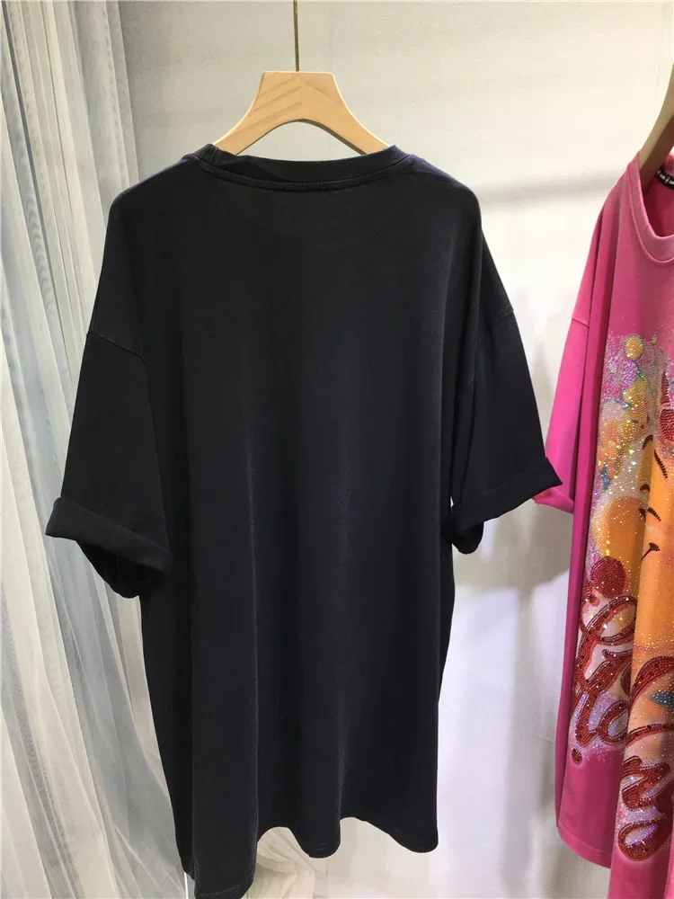 女性用半袖厚手Tシャツ,特大トップス,かわいいクマ,重工業,漫画,ヨーロッパ製品,秋冬