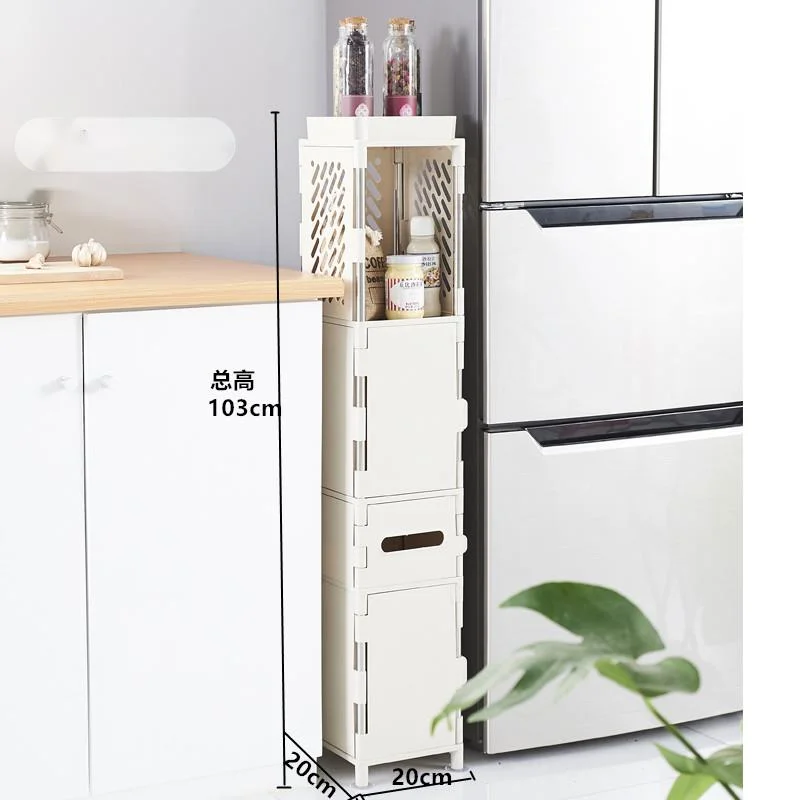 

20cm Narrow Bathroom Rack Floor Type Toilet Storage Cabinet Multi-layer Seam Shampoo Holder Toilet Side Cabinet Paper Towel Box