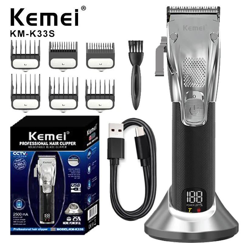 Kemei Electric Hair Clippers For ManRechargeable High Speed Cordless Shaver Professional Body Hair Trimmer For Barber KM-K33s