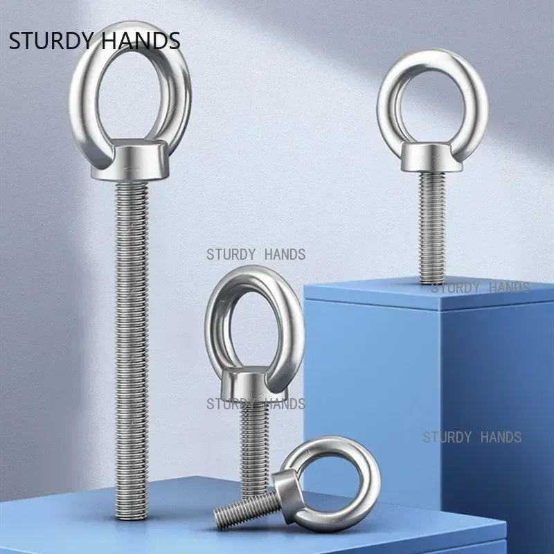 Aço inoxidável Olho Parafuso, Levantamento Marinha, Olho Parafusos, Anel Loop Buraco, Cabo Corda Eyebolt, Ferramentas de Hardware, M3, M4, M5, M6, M8, M10, M12, 6Pcs
