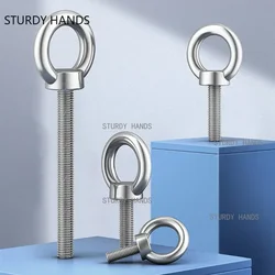6pcs M3 M4 M5 M6 M8 M10 M12 Eye Bolt Stainless Steel Marine Lifting Eye Screws Ring Loop Hole Cable Rope Eyebolt Hardware Tools
