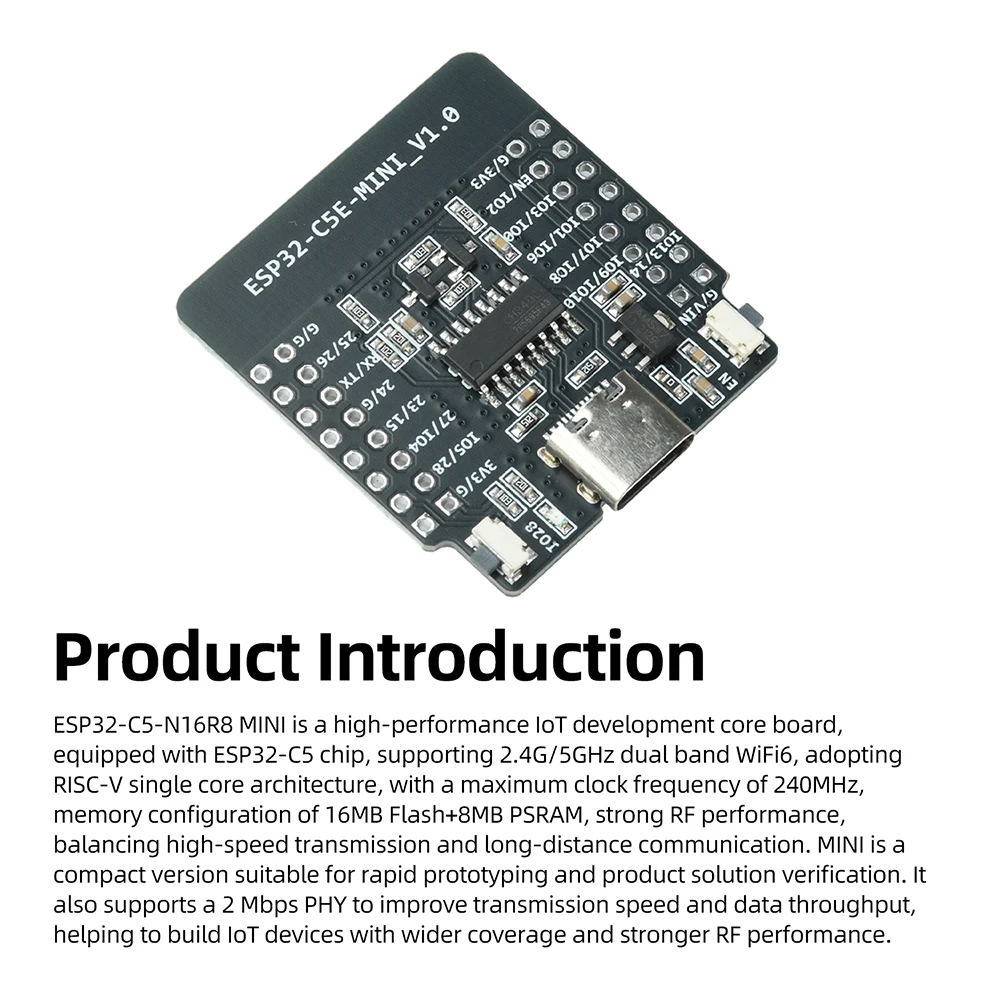 ESP32-C5-N16R8 BLE Entwicklungsboard Modul CH340C Chip Typ-C Schnittstelle Elektronik-Kit für Arduino – Detail 8