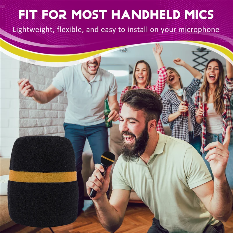 Eccellente copertura per microfono in schiuma per parabrezza per microfono da palco portatile da 10 pezzi Karaoke nera
