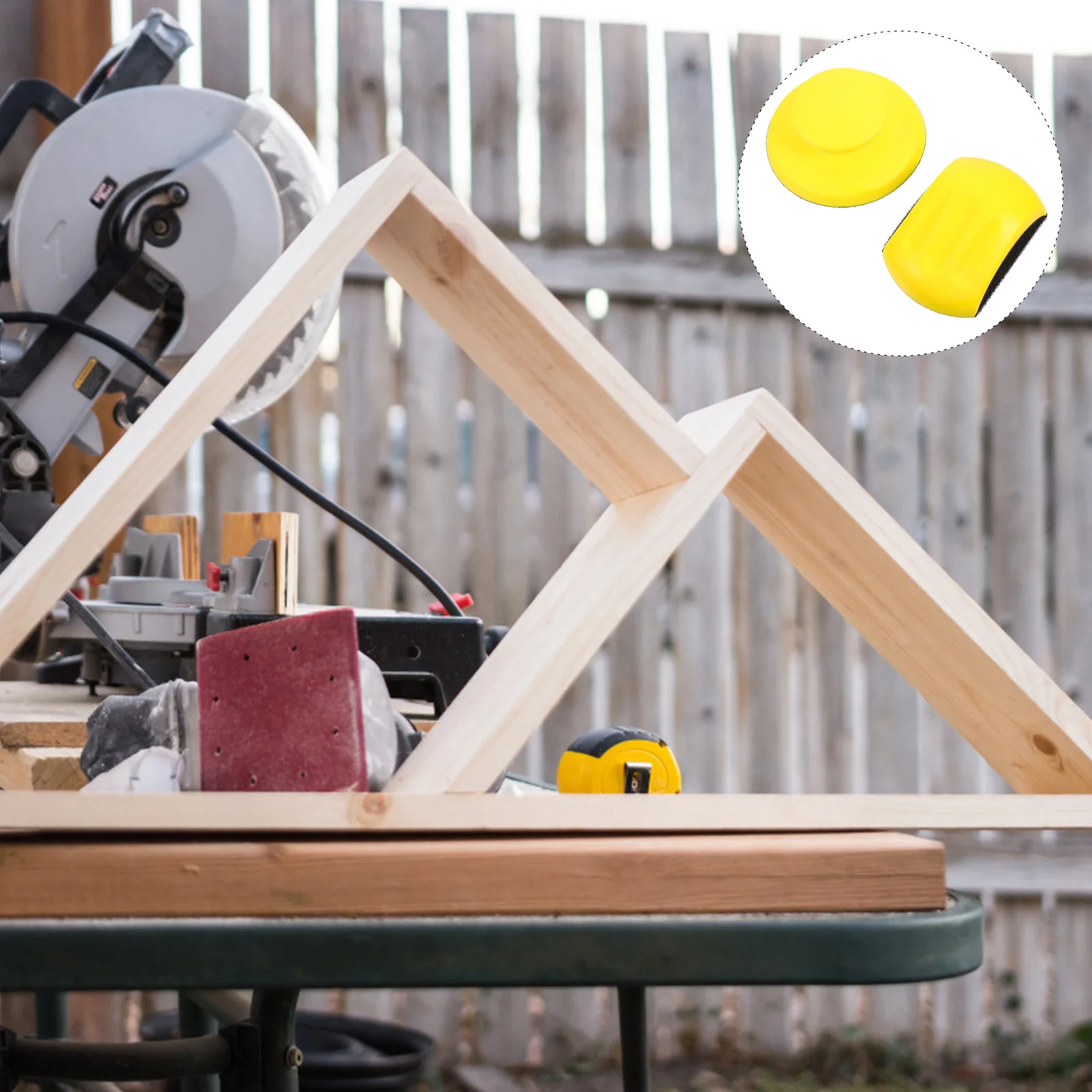 2 قطعة كتلة الرملي اليد بولي Foam رغوة الأصفر دليل قرص الطحن ذاتية اللصق تلميع القرص لإصلاح الأثاث اليد الرملي كتلة