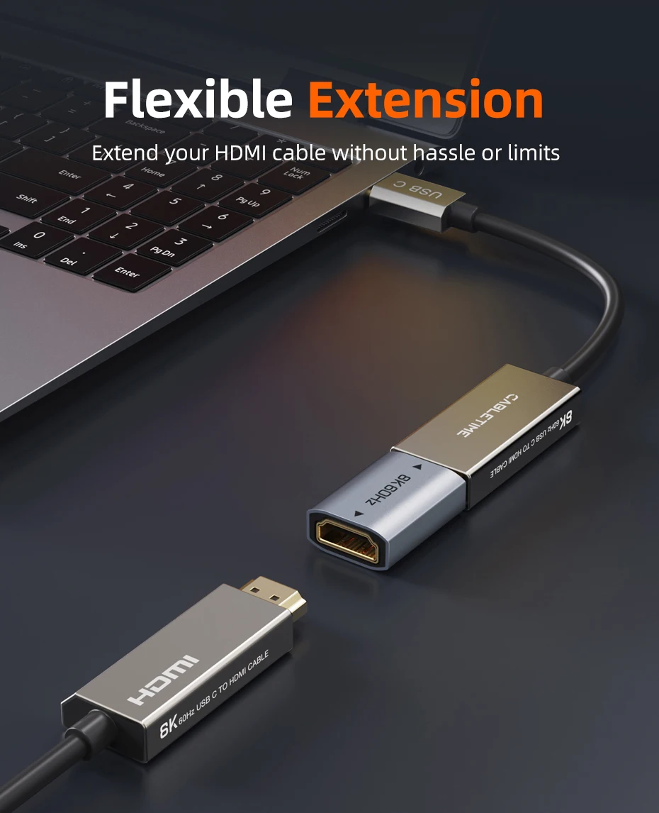 CABLETIME HDMI Extender 8K 60HZ Buchse auf Buchse HDMI 2.1 Stecker Verlängerungsadapter für PS5 Roku HDTV Stick Monitor HD 2.1 – Detail 4