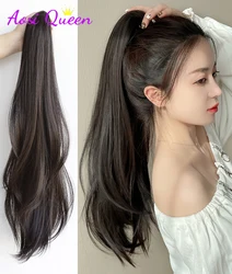 AS Long Wavy Straight Claw Clip On Ponytail Hair Extension Synthetic Ponytail Extension Hair For Women Pony Tail Hair Hairpiece