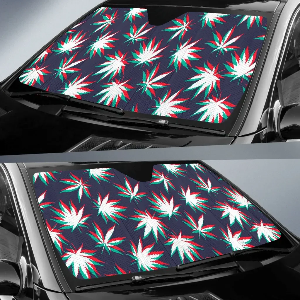 Trippy Hemp Leaves Reggae Pattern Print Car Sun Shade