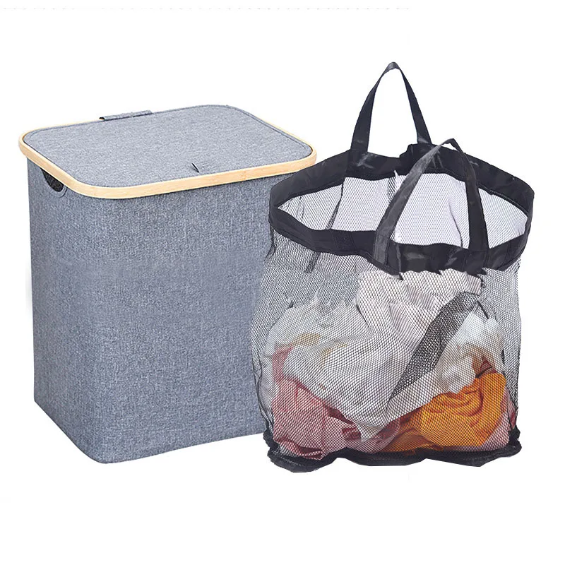 Laundry Basket with Lid 60L Collapsible Laundry Hamper with Washable Laundry Bag Waterproof Laundry Sorter for Bedroom Toy cloth