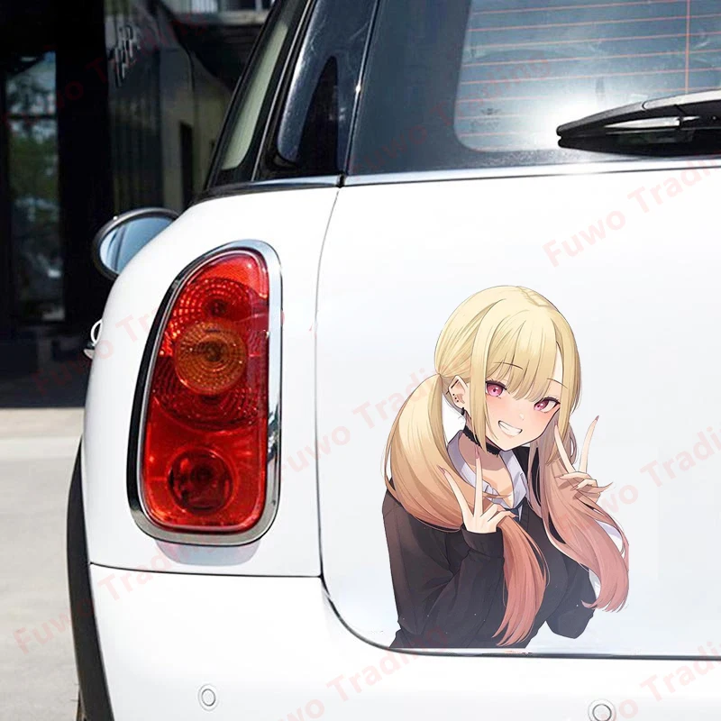 Fashionable Kitagawa Marin Car Stickers Personality Simple Decals Scratch-Proof Car Label Sunscreen Decor