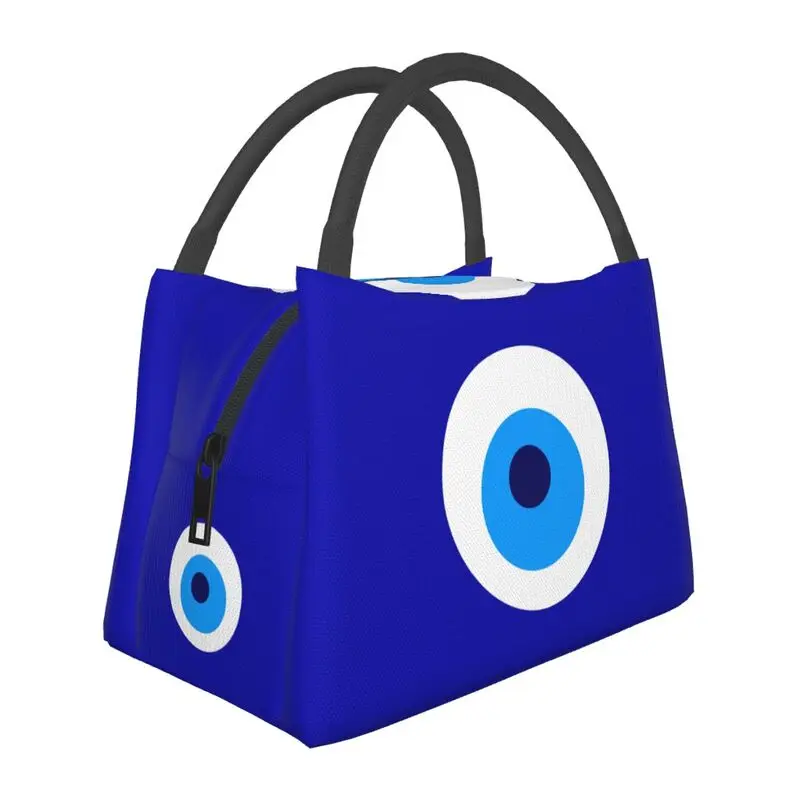 Custom Nazar Evil Eye Symbol Thermal Insulated Lunch Bag Amulet Turkish Portable Lunch Tote for Picnic Storage Meal Food Box