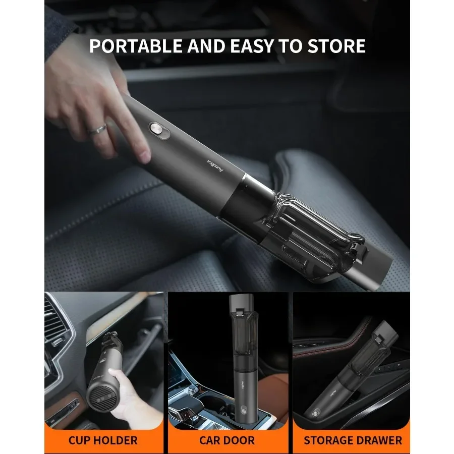 مكنسة سيارة محمولة بقوة شفط 20000 باسكال، تصميم محمول 5 في 1 يتميز بخرطوم مرن للتنظيف الفعال في السيارة