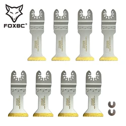 FOXBC 10PCS Extra Long Oscillating Saw Blades Bi-Metal Multitool Blade Kits Cutting for Metal, Wood with Nails, Wood, Plastic