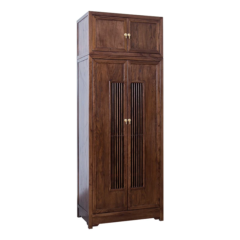 

New Chinese Style Solid Wood Wardrobe Modern Simple Home Storage Cabinet Bedroom Overall Storage Two-Door Wardrobe