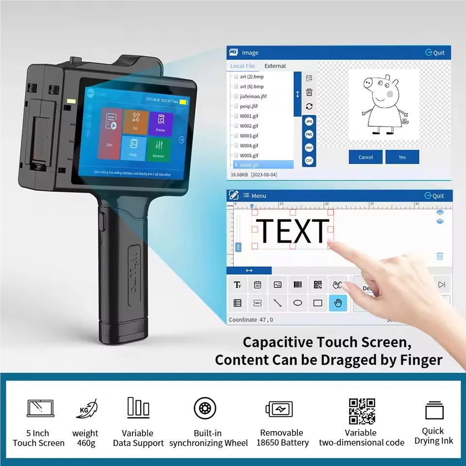 Portable Handheld Inkjet Printer 25.4mm Multi-Material Serial Number & Logo QR Code Barcode & Date Batch Printing
