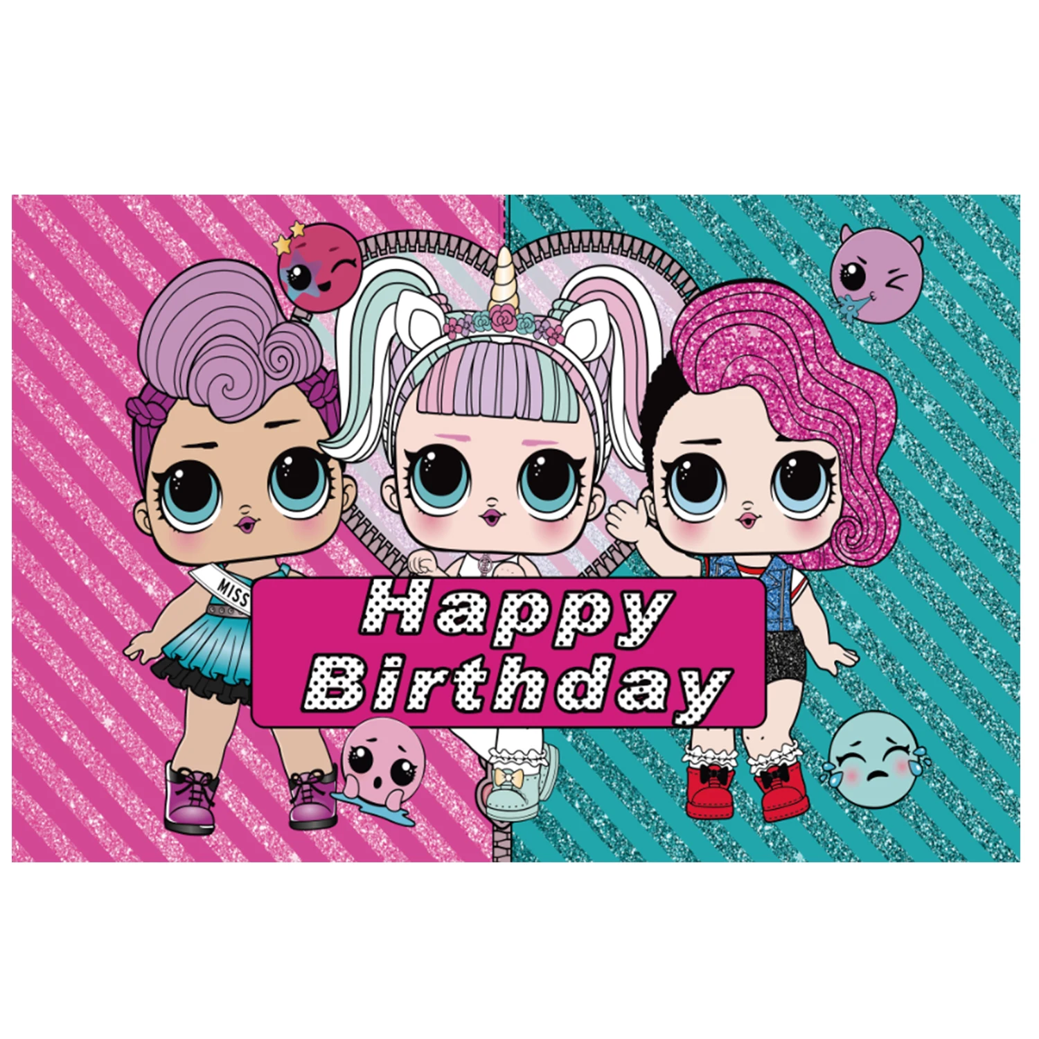 lol Tema bambola a sorpresa Doccia Gioco caldo Fondale in stoffa Compleanno per bambini Sfondo fotografico per decorazioni per feste Fondali per ragazzi