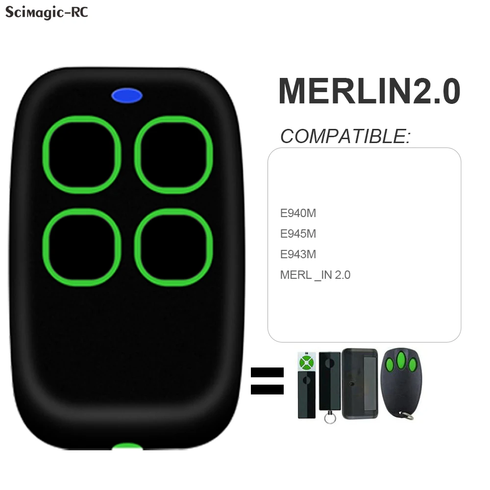 For MERLIN E943 E945M E950 Garage Door Remote Control Clone Garage Gate Opener MERLIN+2.0 Gate Garage Door 433MHz