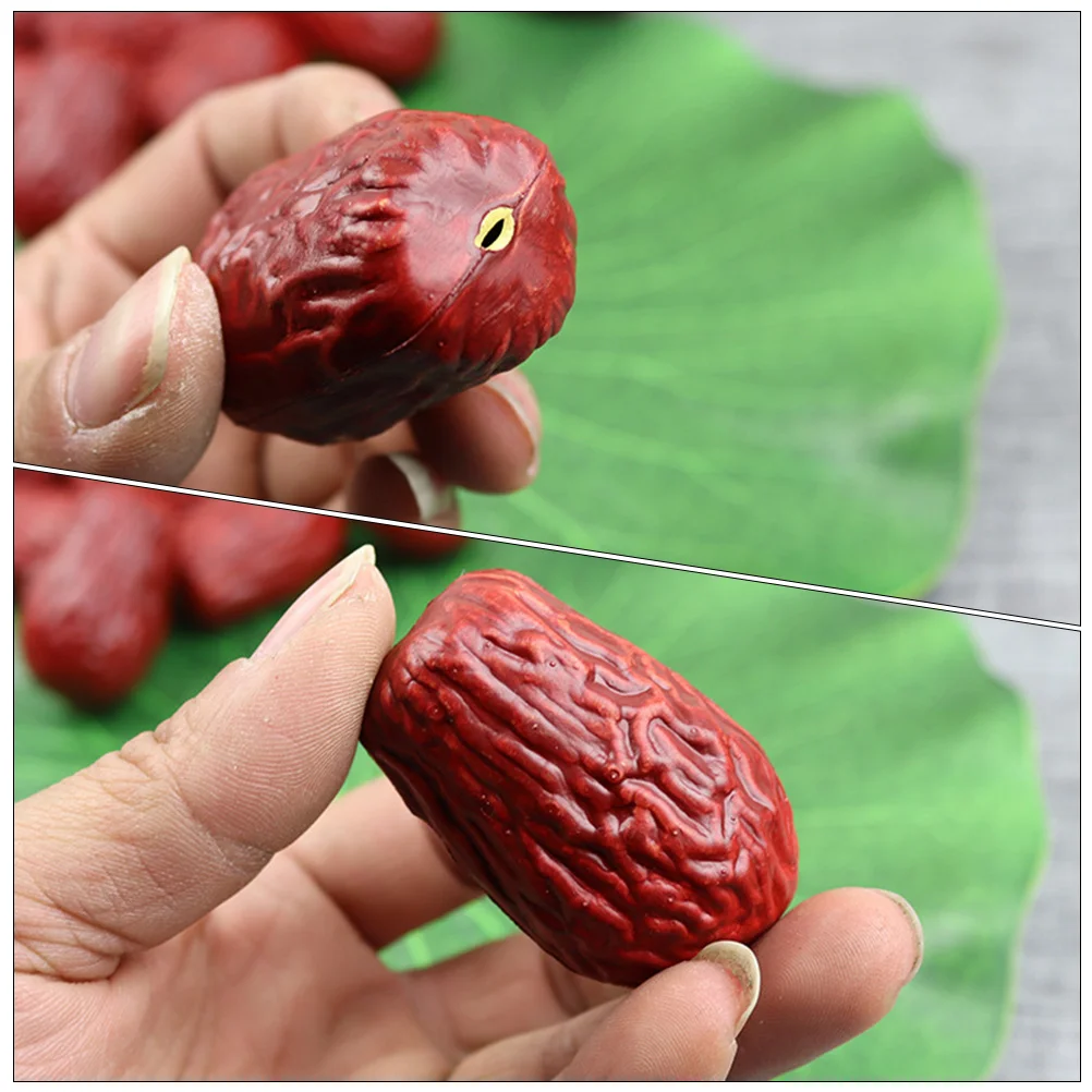 20 Pcs Fruit Ornaments Simulation Jujube Model Decor Red Props Fake Dates Artificial Pvc