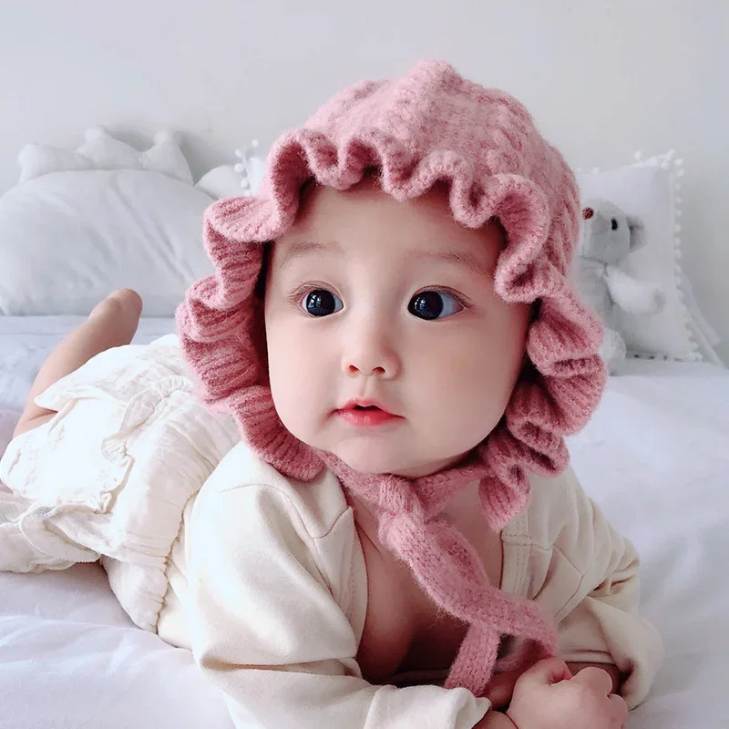 Baby Hats Autumn/Winter Baby Knitted Hat Fresh Sweet Princess Style Children's Knitted Hat Multi-color Option Kids Accessories