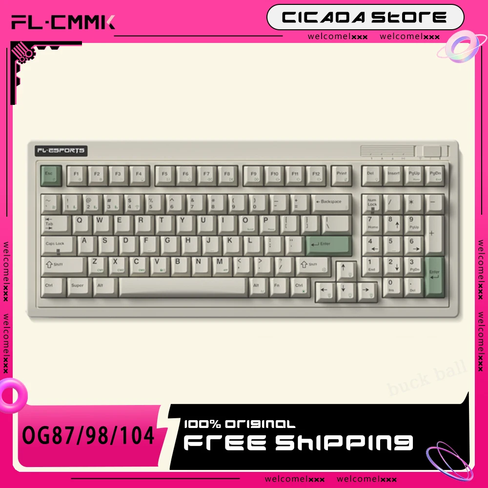 

Fl·Esports Og87 84/104keys Mechanical Keyboard Wireless Bluetooth 3-Mode Hot-Swap Keyboards Pbt Rgb Gaming Keyboards Office