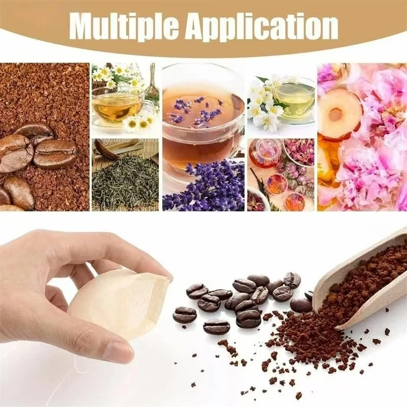 100 قطعة أكياس الشاي القابل للتصرف ، أكياس الشاي تصفية الرباط أكياس تصفية الشاي القابل للتصرف ، أكياس الشاي الرباط المستديرة أكياس ورق فلتر الشاي #1