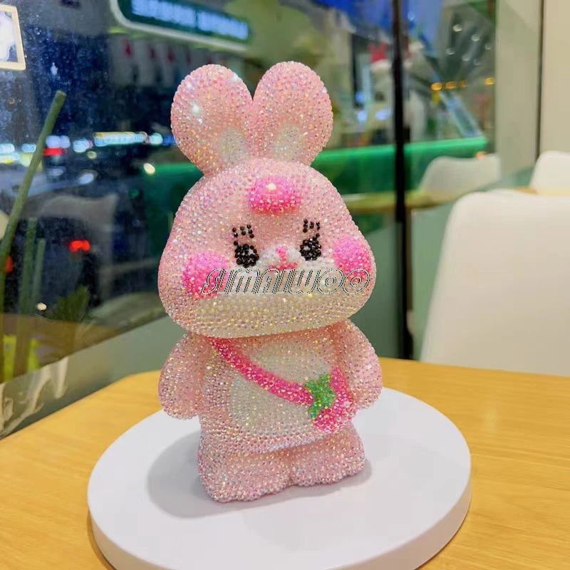 DIY Rhinestone Rabbit Coin Storage Bling-bling Animal Statue Shiny Crystal Home Exhibition Handcraft Cross Stitch Luxury Gift