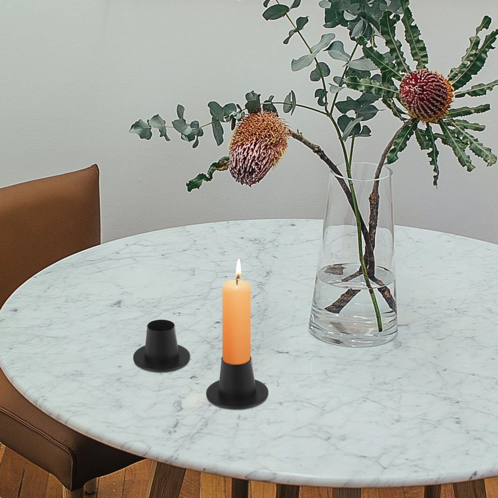 

2 Pcs Elegant Black Small Iron Candlestick Holders Perfect For Romantic Dinner Table Decoration