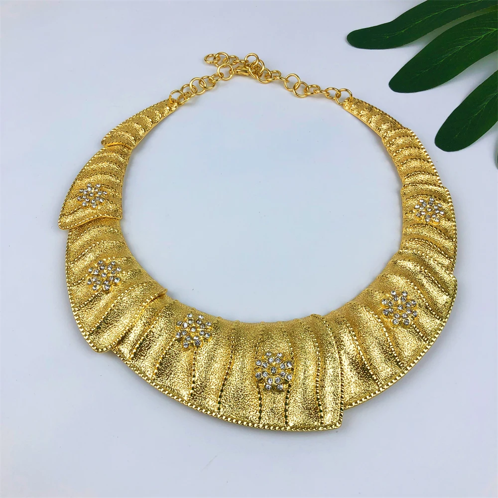 Italy 18k Gold Plated Women Jewelry Set Classic Fashion Design Round Necklace Earrings Bangle And Ring Full Set Jewelry