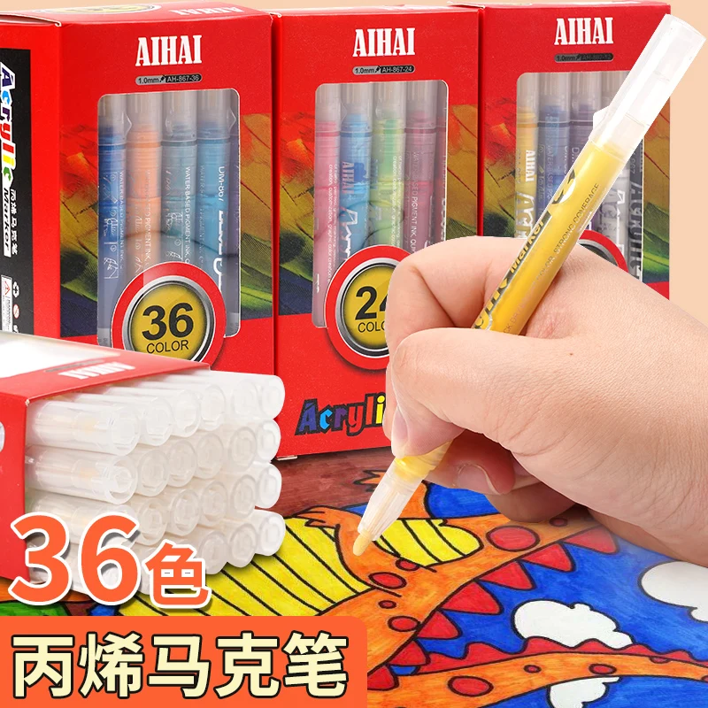 

36Colors Art Marker Acrylic Paint Pens Brush Pen Rock Stone Ceramic Glass Canvas DIY Graffiti Making Drawing Supplie Colored Pen