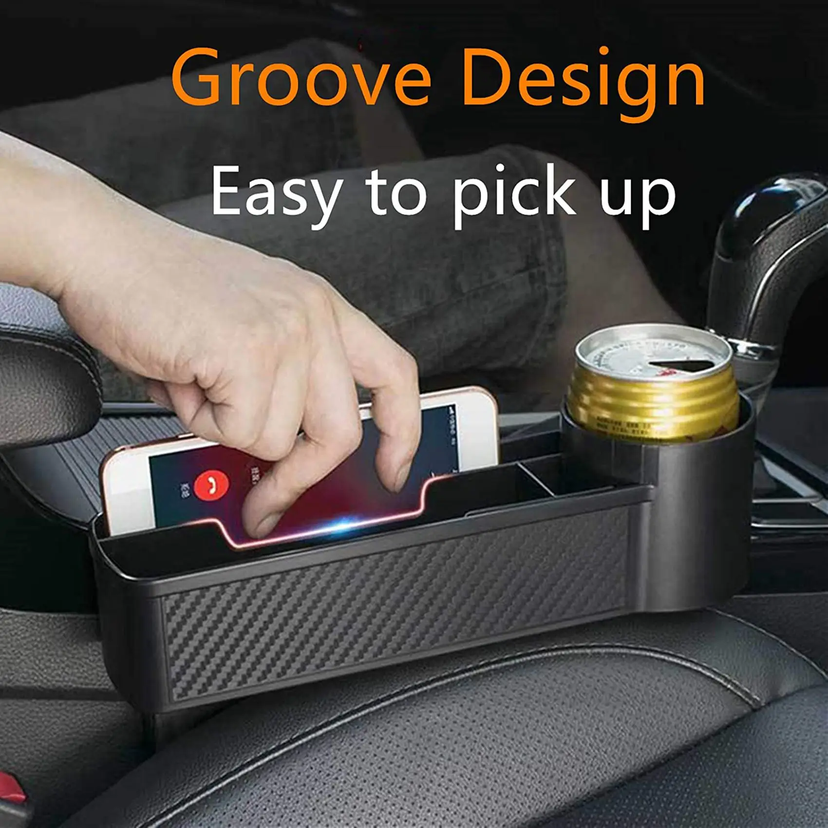 2-in-1 Car Seat Space Organizer Storage Pockets Auto Space Stowing Tidying for Cup Holder Storage/Cellphone/Wallet/Key