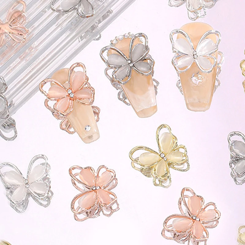 مانيكير تصميم ملحق 3 قطع DIY مسمار الفن 3D عين القط فراشة سحر الراين مسمار الحفر