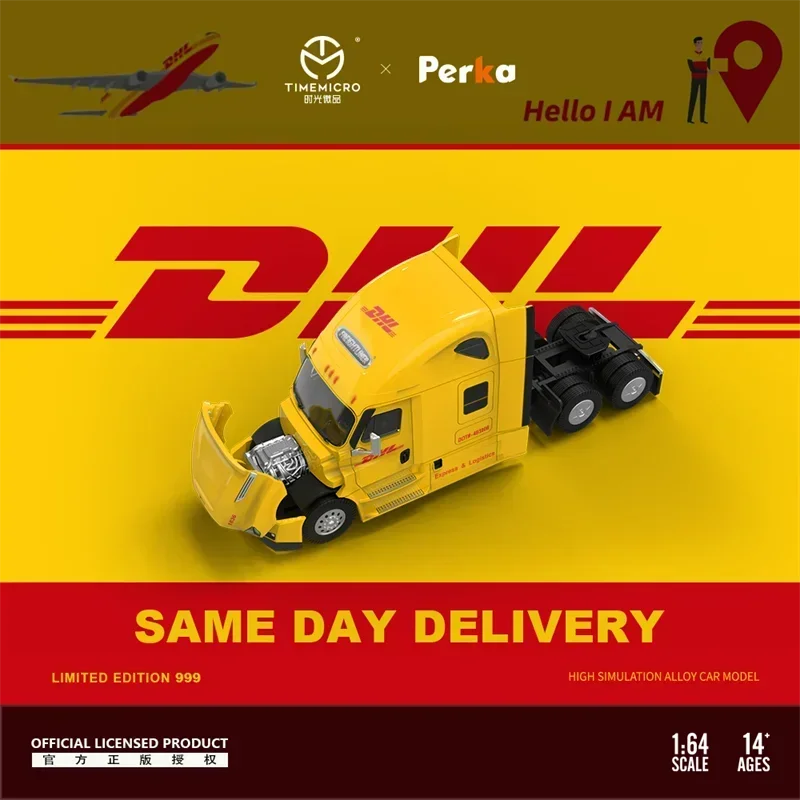 Thời gian Micro 1/64 perka freiner container Express transportion xe tải limited999 Diecast hợp kim Mô hình xe thiết lập