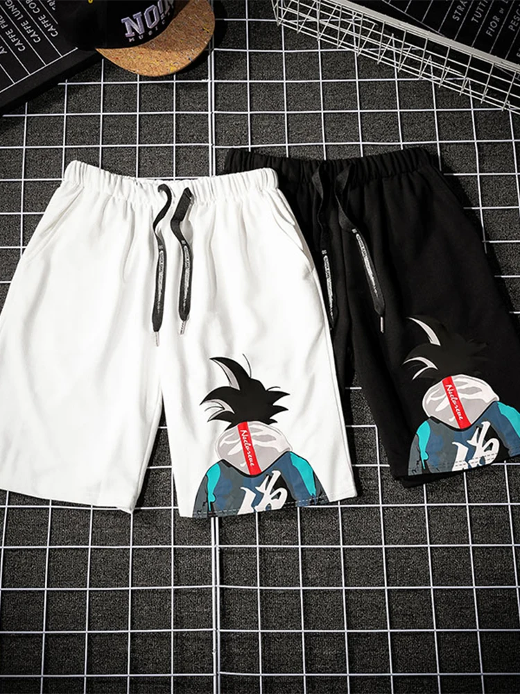 

Loose Summer Ice Silk Beach orts Men's Casual Spor Cartoon Print Five-Quarter Length Trousers Youthful Vitali Sle