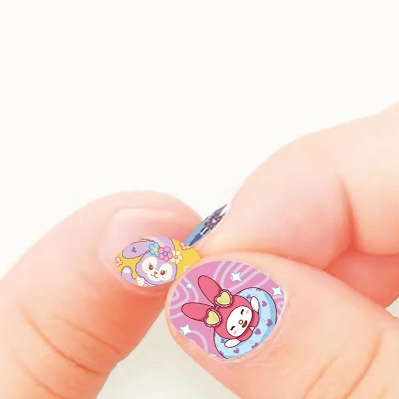 1 Sheet 5D Kawaii Sanrio Cartoon Nail Stickers Hello Kitty Kuromi Cinnamoroll Animation Nail Decals Press On Nails Art Supplies