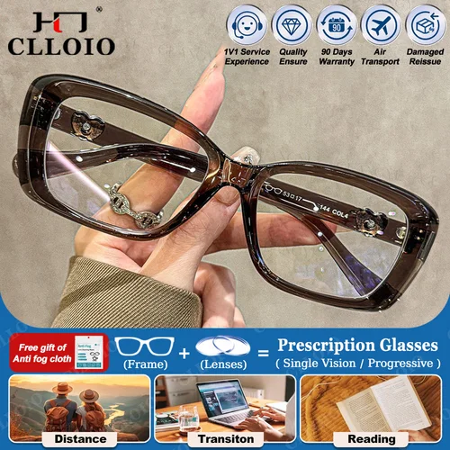 CLLOIO, nueva moda, gafas graduadas progresivas antiluz azul, gafas fotocromáticas cuadradas para miopía óptica para mujer, gafas fotocromáticas para exteriores