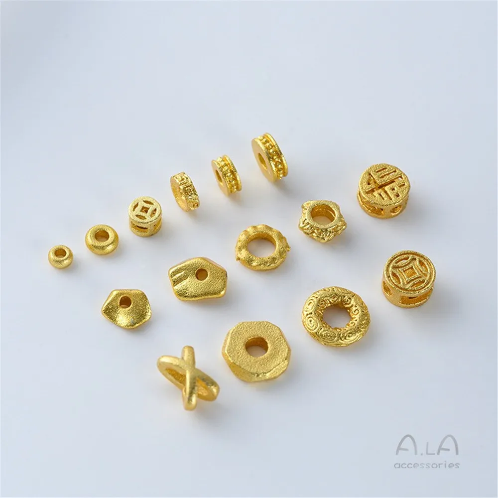 Copper-plated Alluvial Gold Spacer Special-shaped Bead Spacer Paper Pattern Wheel Beads DIY Handmade Beaded Jewelry Accessories