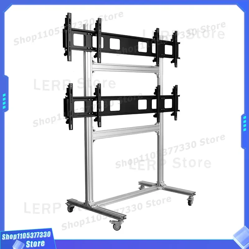 Heavy Duty Mobile TV Cart with Wheels for 32-55 Inch LCD LED Screens Black Metal Stand VESA 600x400mm Max Load 181kg Rolling