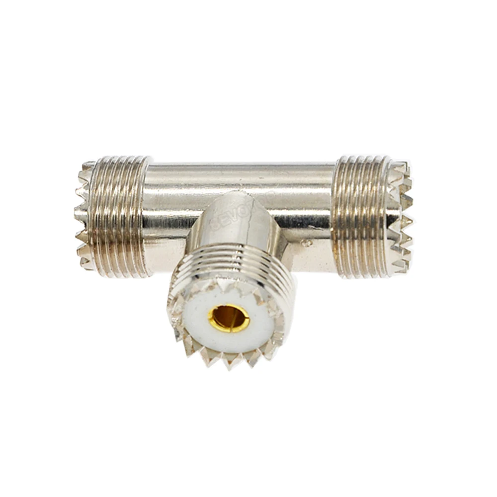 1pcs UHF Connectors SO239 Female to Female T Type Coaxial Adapter for CB Ham Radio Antenna SWR Meter Cable Extention 3 Female image 2