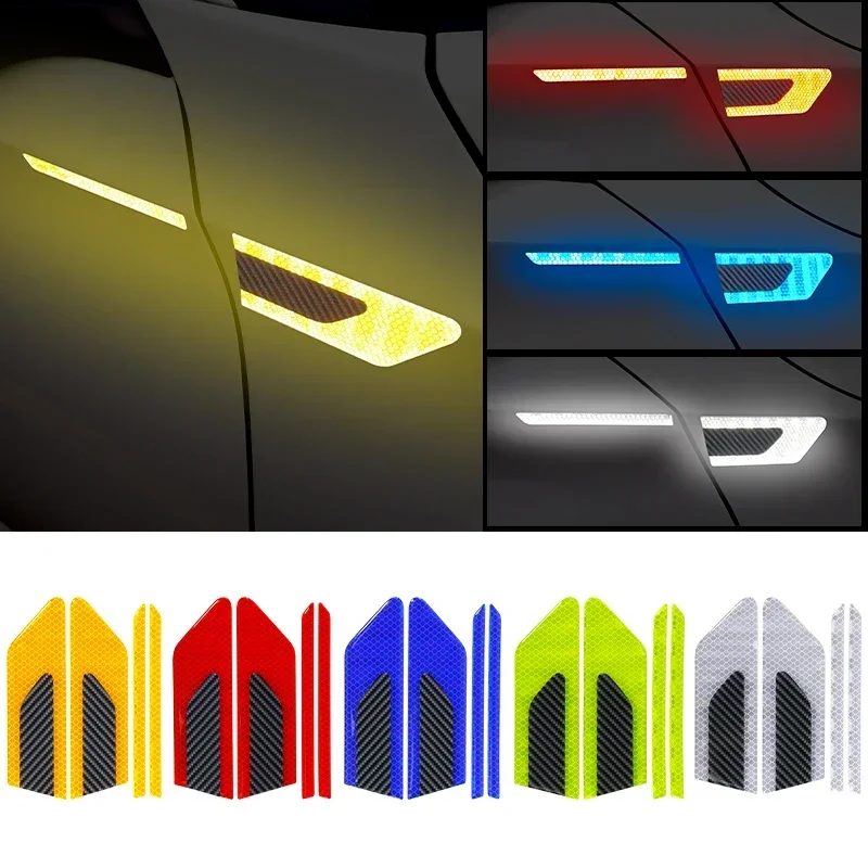 2Pcs/Set Car Reflective Auto Truck Safety Warning Tape Car Door Protector Bumper Anti-collision Strips Secure Reflector Stickers